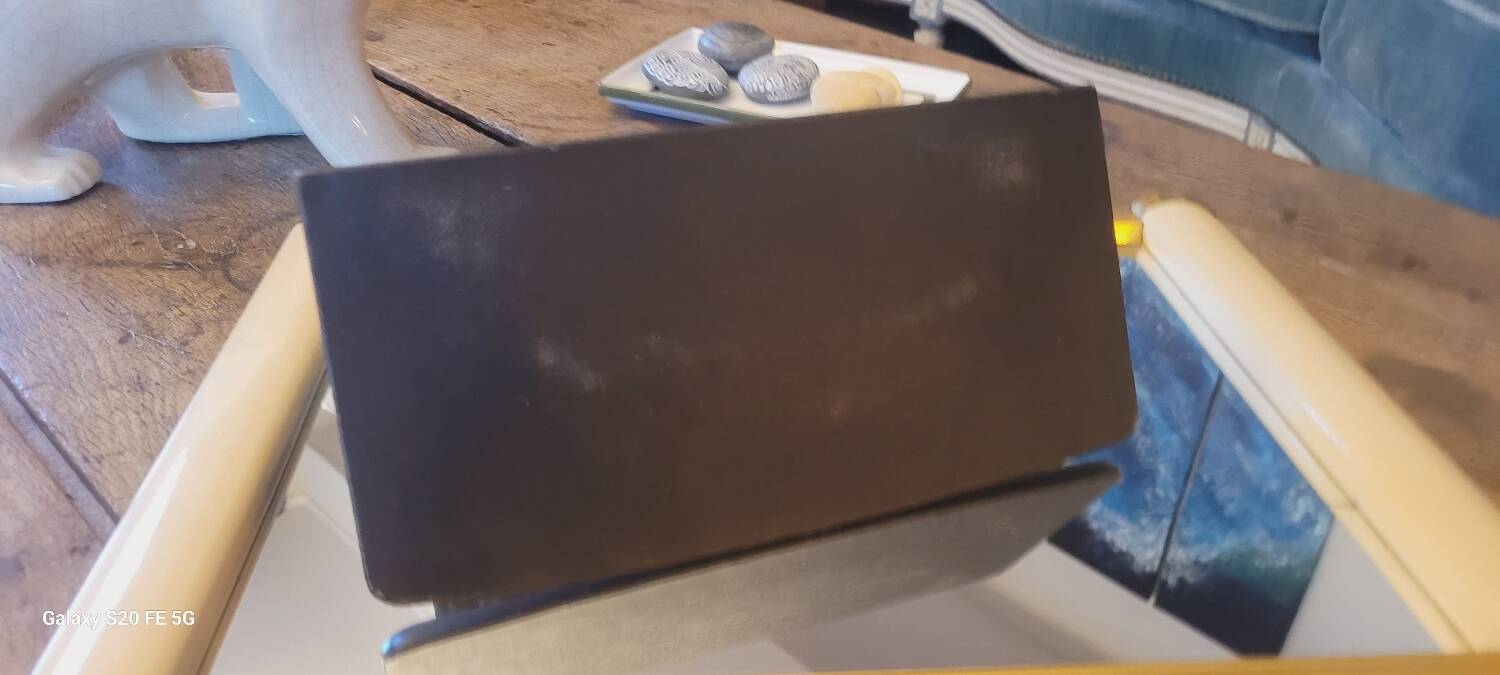 50's black leather letter holder