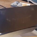 50's black leather letter holder