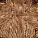 Pair of antique low fire chairs made of wood and straw