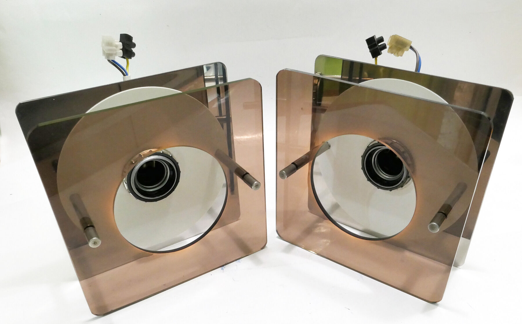 2 wall lamps metal and plexiglass of Jocelyne Trocmé for Oxar 1970