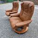 Pair of Ekornes Stressless leather armchairs, 1980s