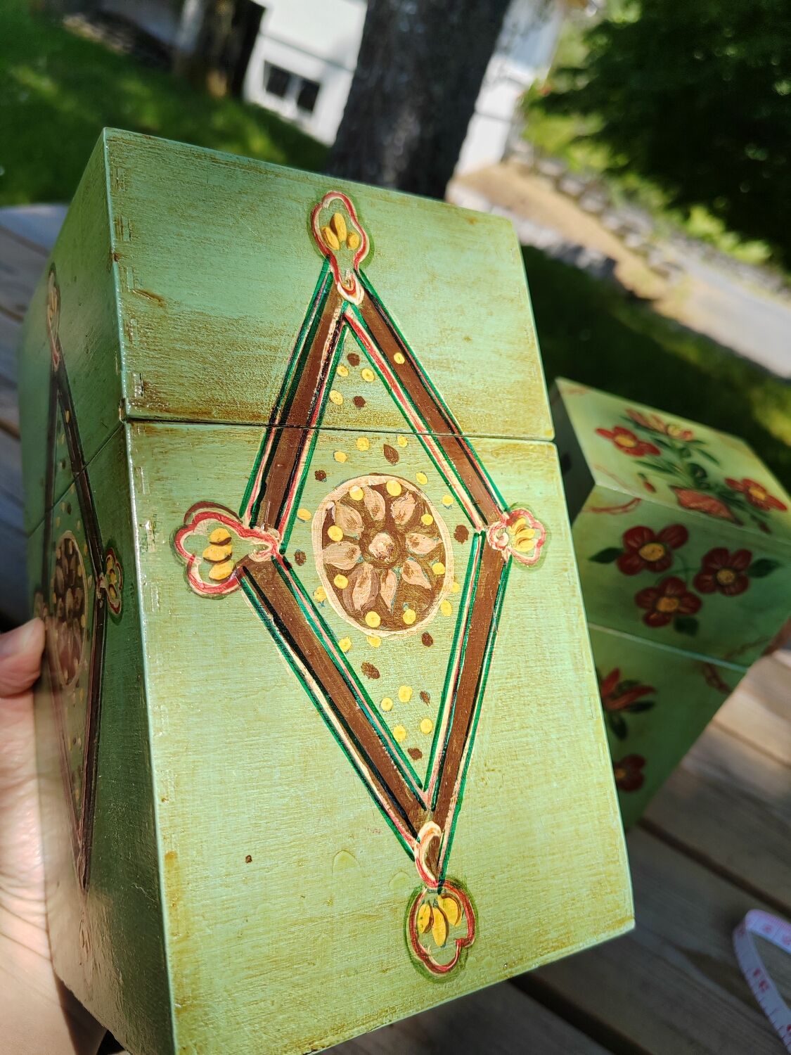 Hand-painted nesting boxes in the 90s