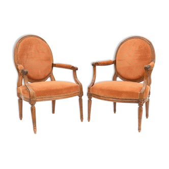 Pair of armchairs with medallion backs