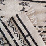 Kilim carpet white and black Berber motifs