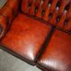 Chesterfield Club 3-seater canapé restored in Mid-Century Modern style leather
