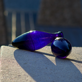 Duo d'amphores en verre bleue cobalt