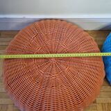 Pair of vintage blue and orange Ikea poufs, 80s