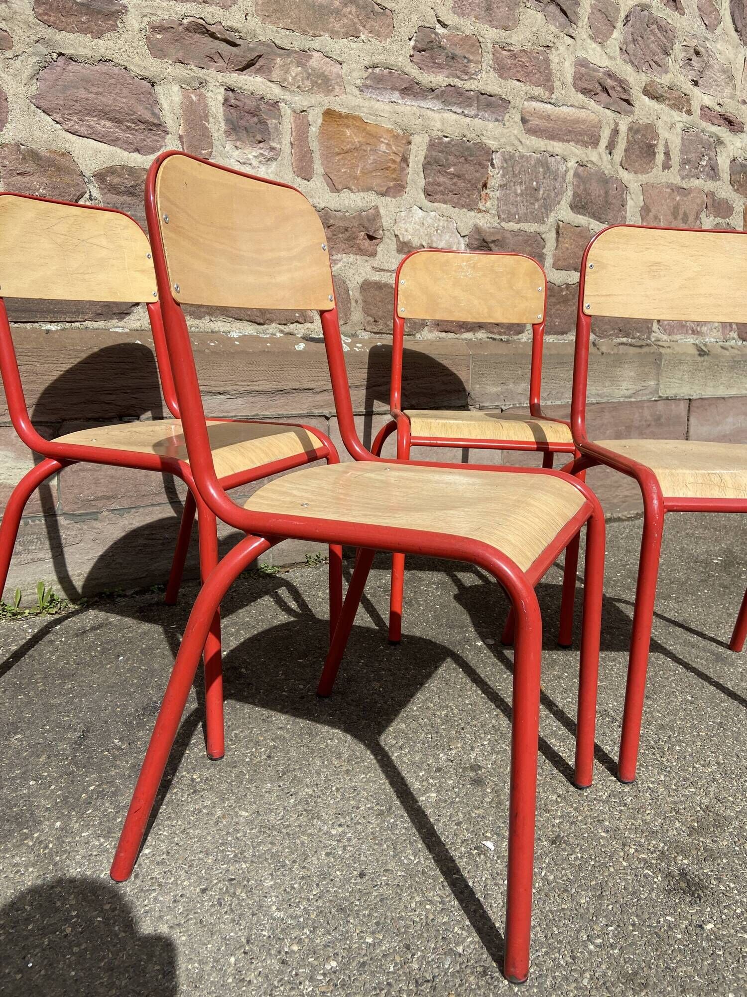 Set of 4 school chairs 70s