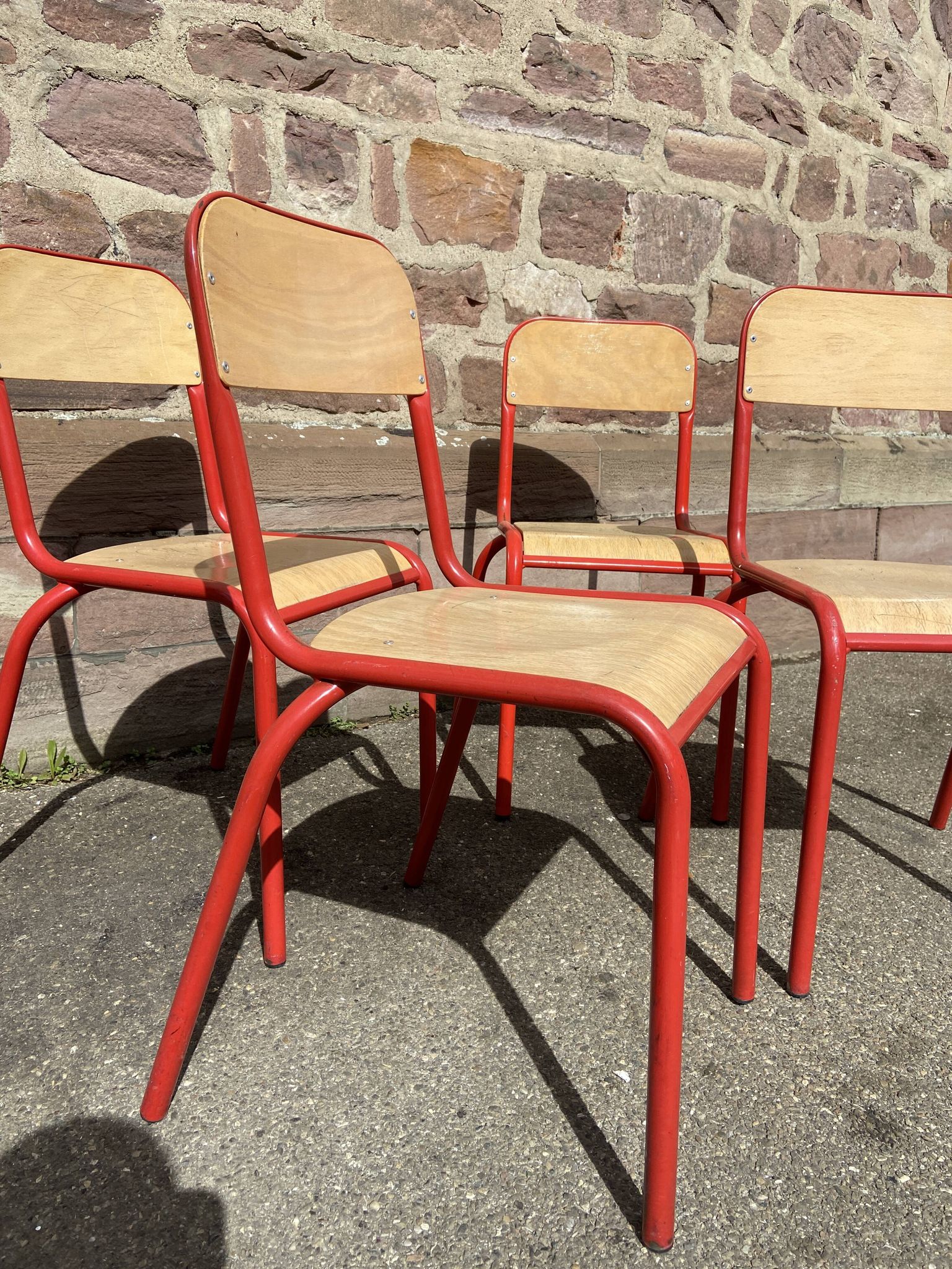 Set of 4 school chairs 70s