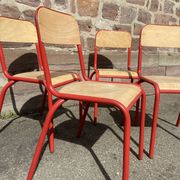 Set of 4 school chairs 70s