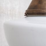 Opaline and Brass Mid-Century Glass Pendant Light
