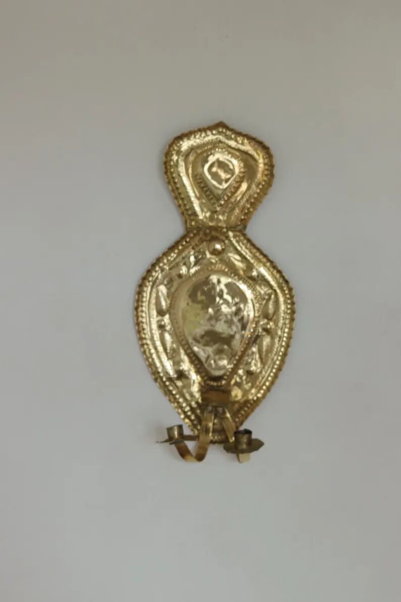 Baroque Style Mid-Century Brass Swedish Sconces