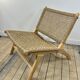 Fauteuil lounge en teck massif et jonc de mer tressé, années 2000