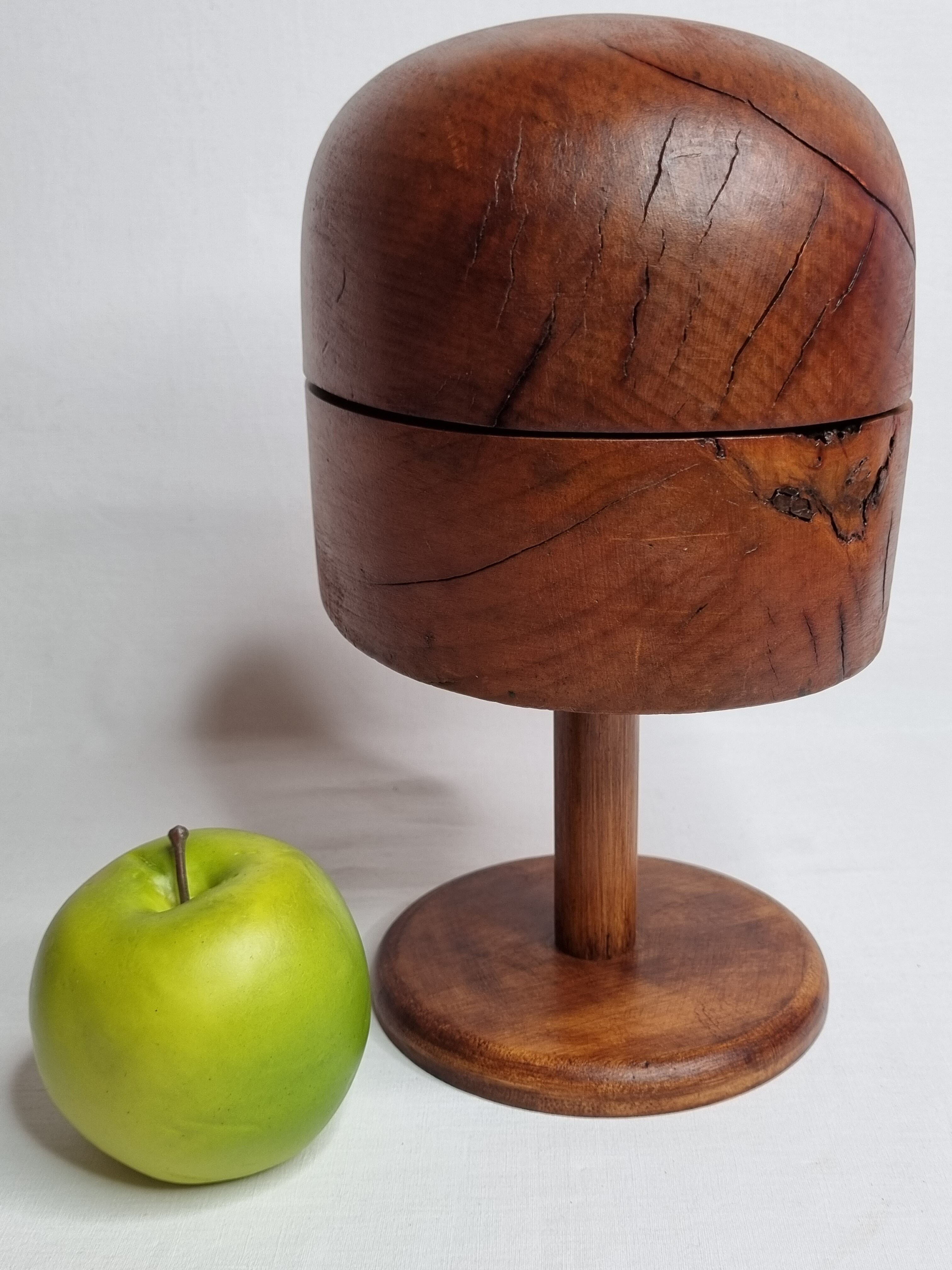 Old wooden hat shape on foot, 1900, 29 cm