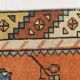 Tapis de couloir vintage fait main à décor géométrique orange et bleu