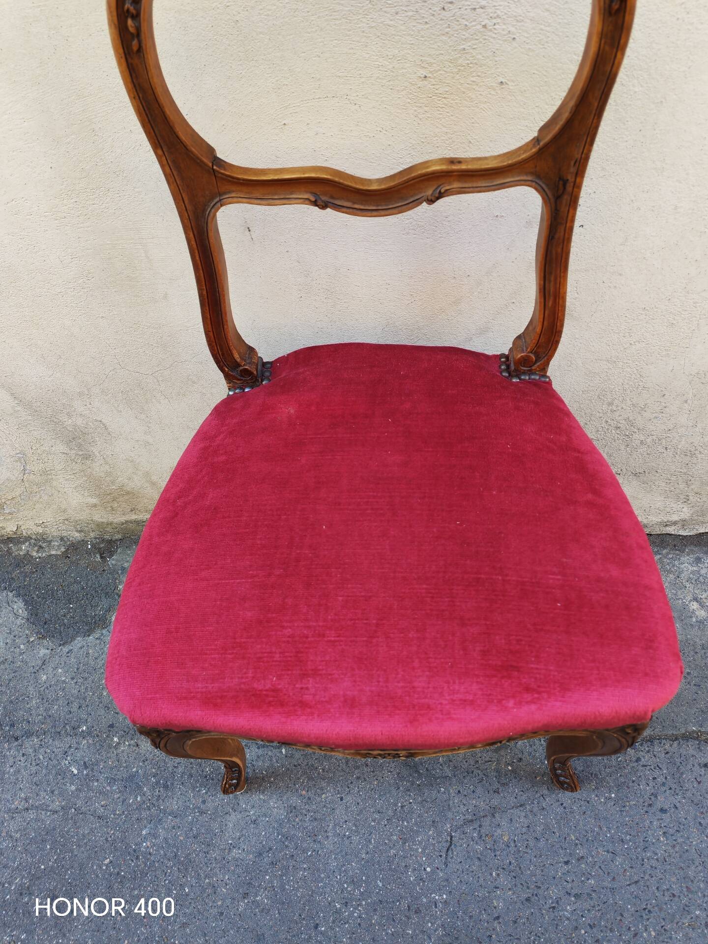 Louis XV style walnut bedroom chair, circa 1900.