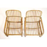 Pair of large Italian rattan armchairs from the 60s.
