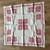 Hand embroidered linen tablecloth and napkins