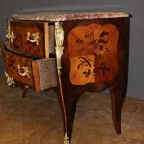 Louis XV style commode in marquetry from around 1930.