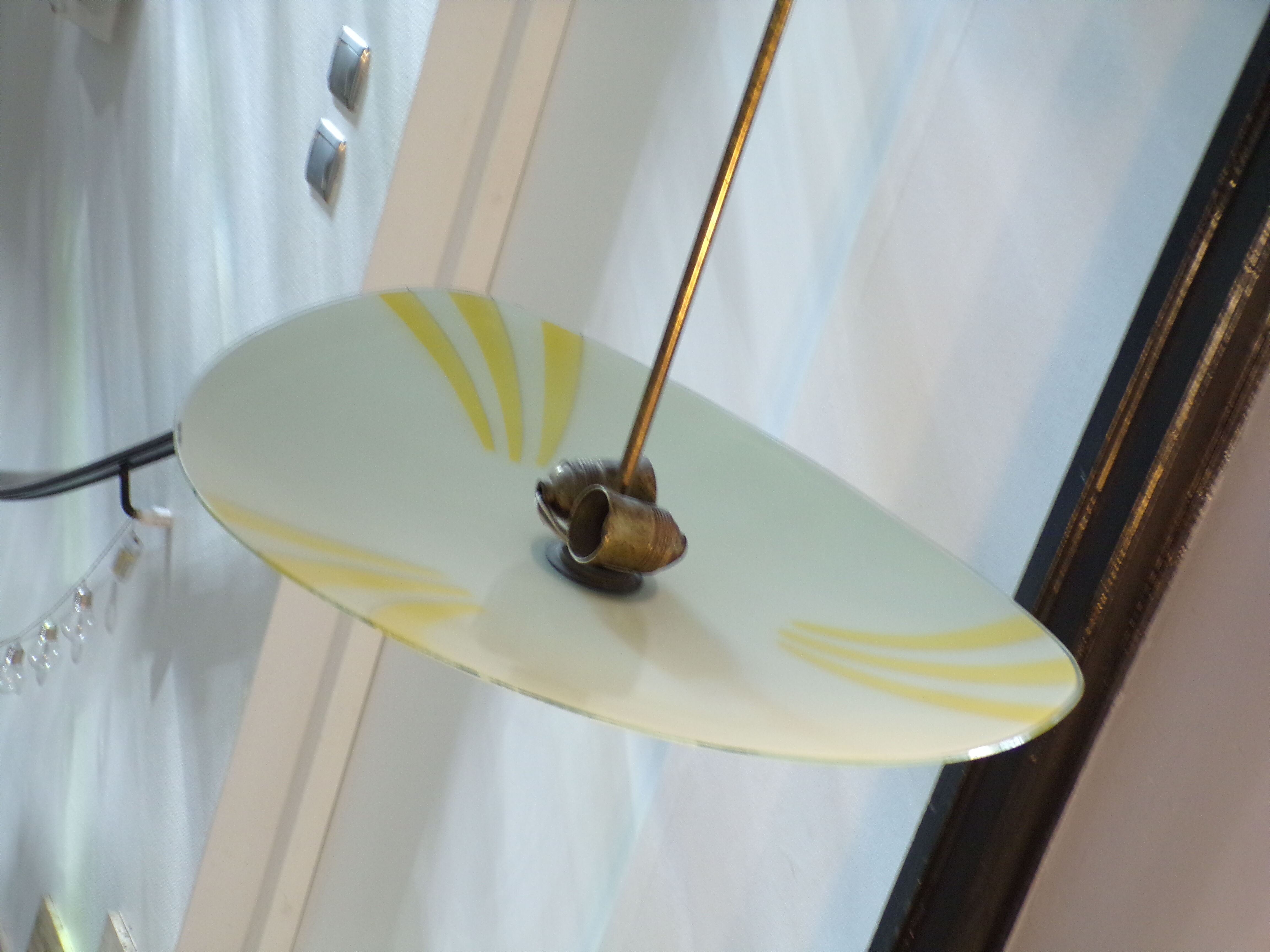 Vintage painted glass pendant lamp