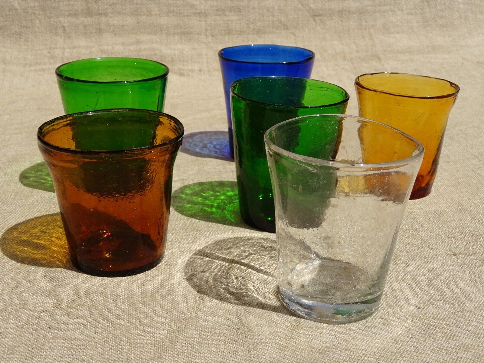 6 old lights photophore blown glass XVIII XIX th folk art