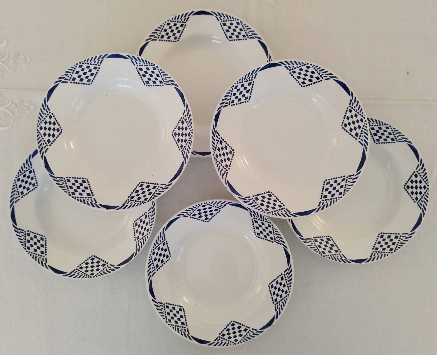 Vintage Moulin des et Hamage Orchies Pantin Earthenware Deep Plates