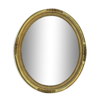 Old oval mirror medallion gilded wood & stucco louis XVI style  49x59cm