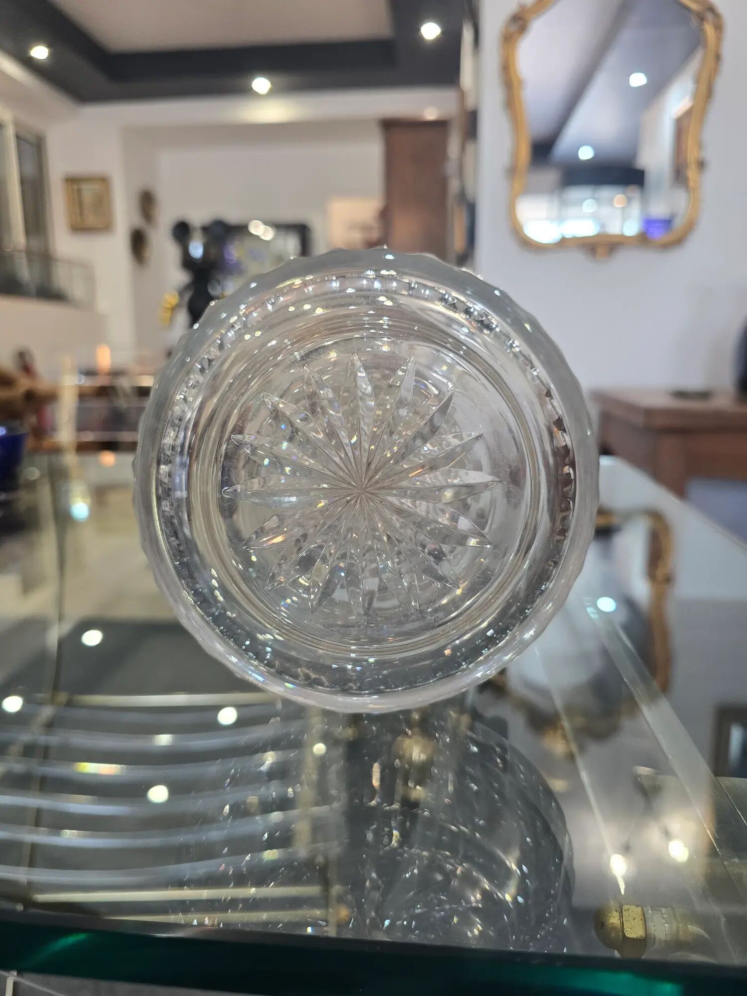 Important cut crystal wine carafe and solid silver 925/1000, Topázio house.