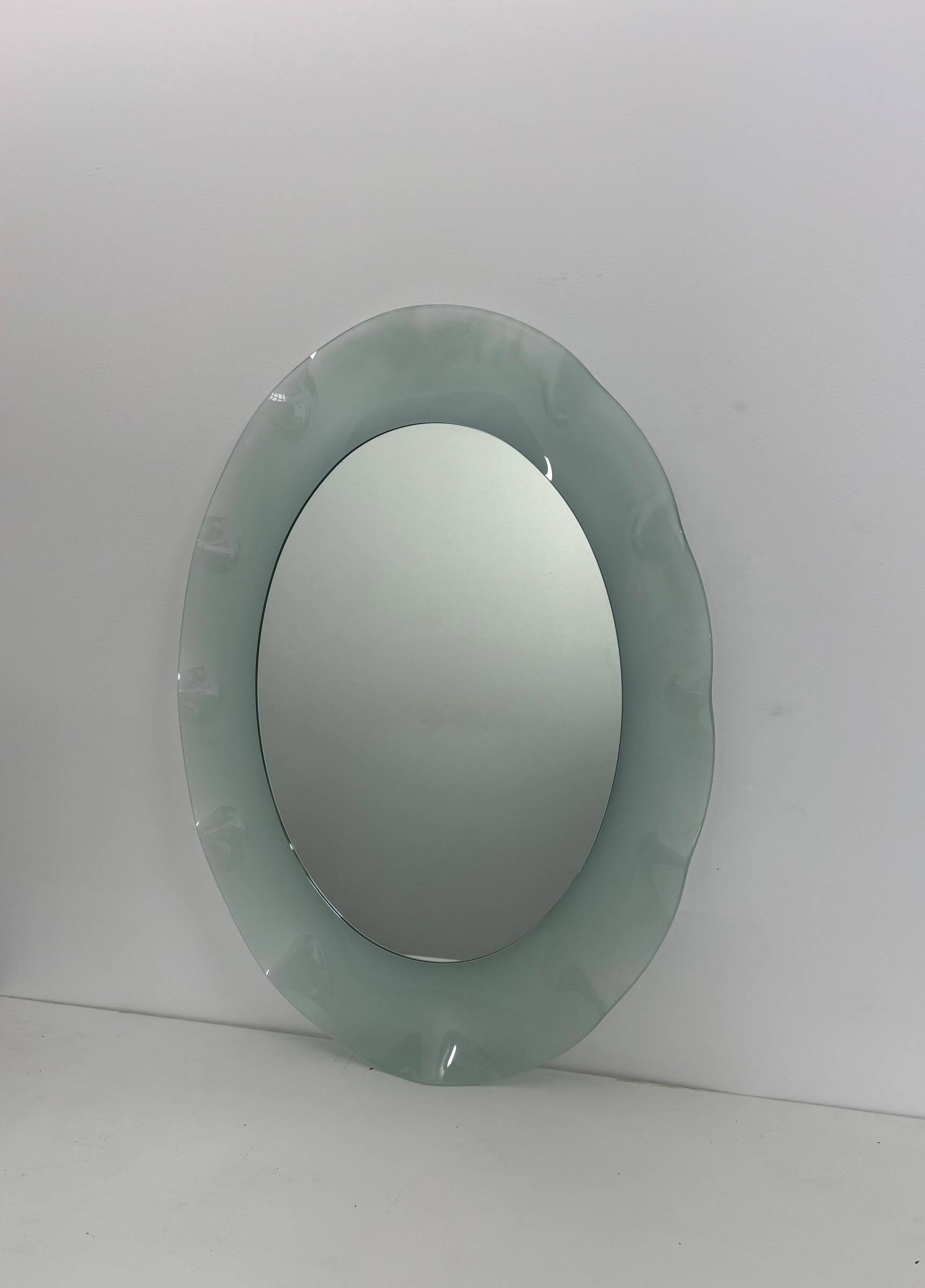 Vintage 1980s Italian Glass Wall Mirror in the style of Nanda Vigo