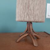Vintage wood and rope lamp
