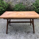 Table vintage René Gabriel en chêne d’époque reconstruction.
