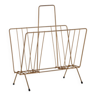 Twisted gold iron magazine rack from the 60s