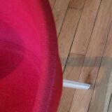 red canvas and wood armchair