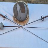 Vintage French Fencing Mask and 3 Swords (Sabre, Sabre or Foil) by L. Carré París