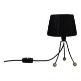 Small modern Polish table lamp from the mid-century with a black shade, 1960s.