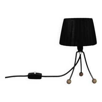 Petite lampe de table moderne polonaise du milieu du siècle avec abat-jour noir, 1960s