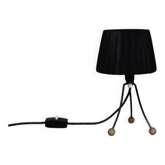 Mid-Century Polish Modern Small Table Lamp with Black Lampshade, 1960s