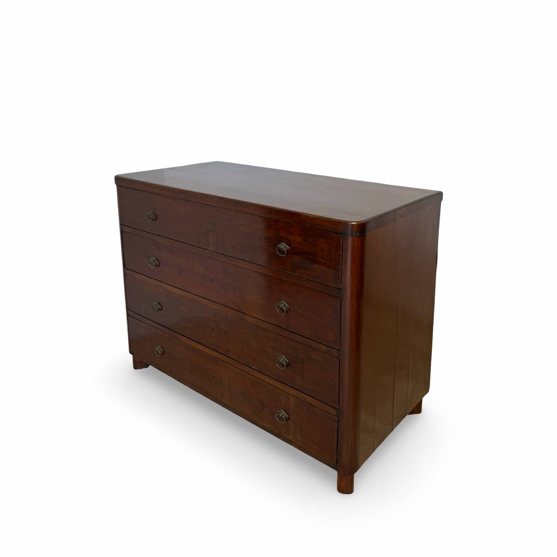 Italian art deco burl walnut chest of drawers, 1850s.