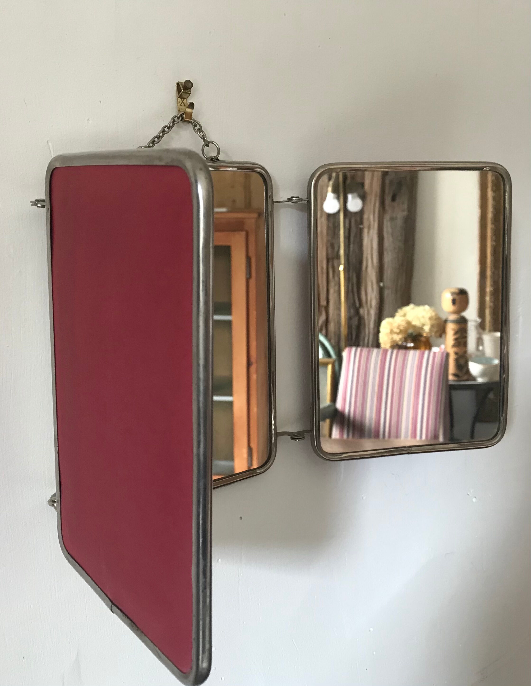 Vintage barber's triptych mirror