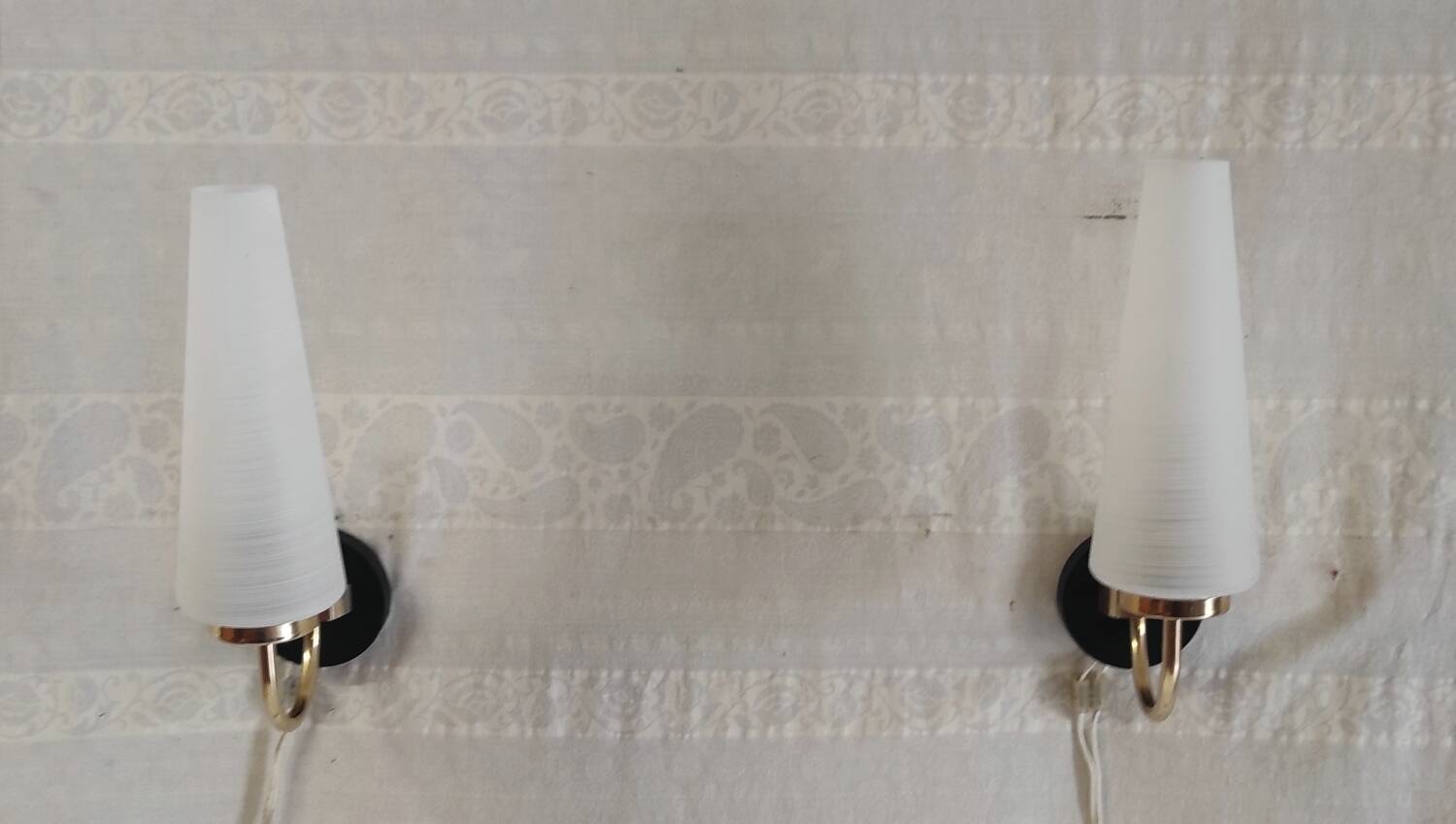 Brass and glass wall lights - 50s/60s