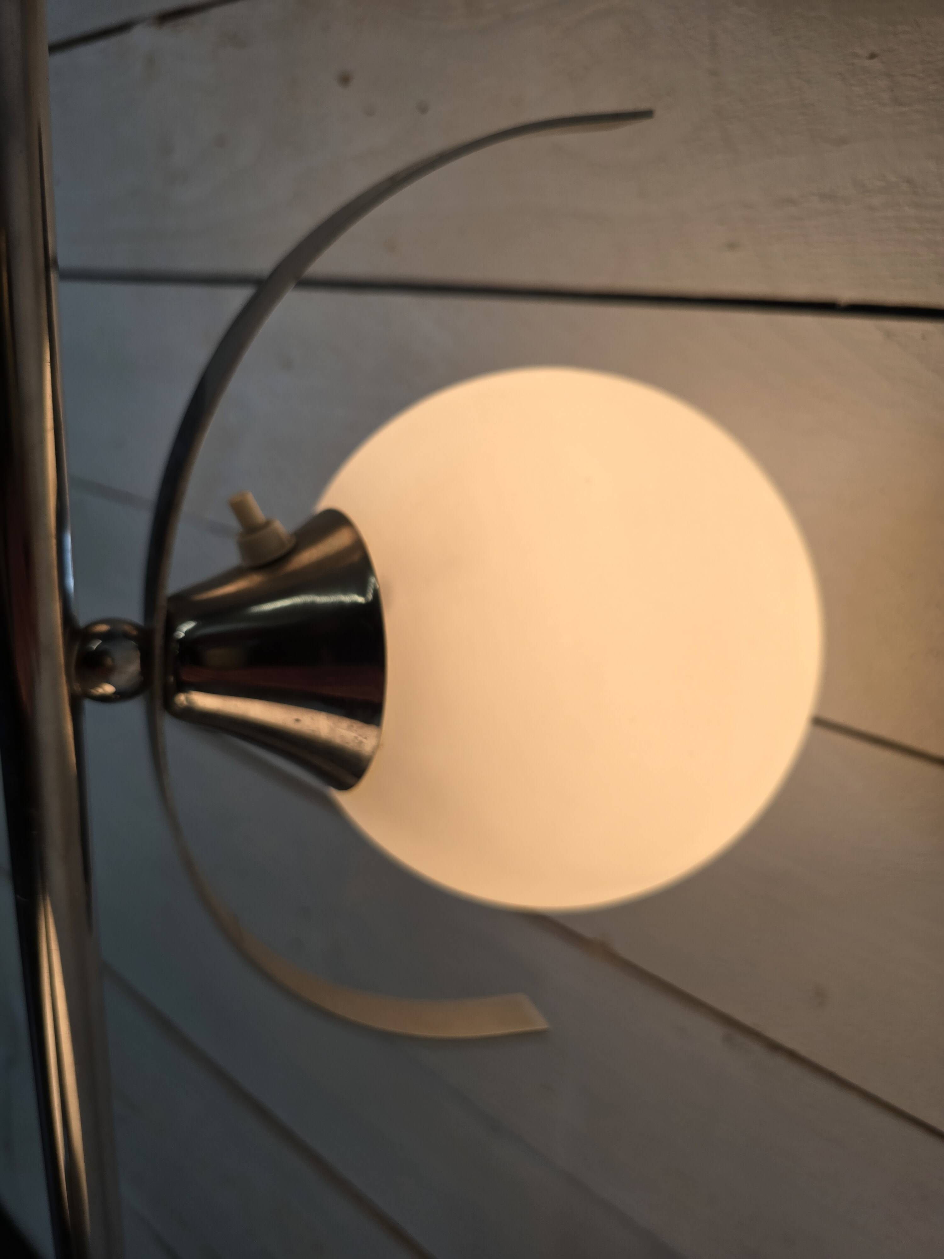 70s chrome metal floor lamp with 3 opaline ball lights