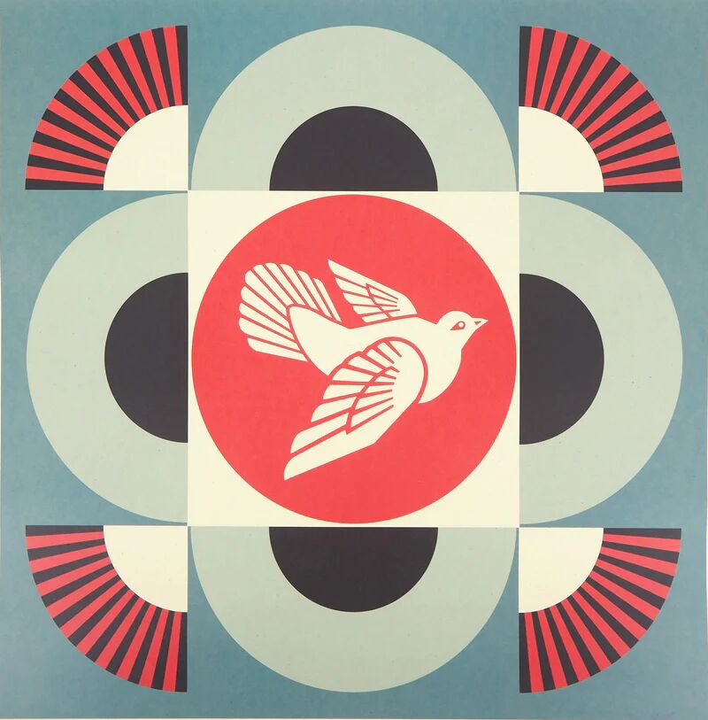 Shepard Fairey : Geometric Dove Blue, sérigraphie originale signée