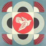 Shepard Fairey : Geometric Dove Blue, sérigraphie originale signée
