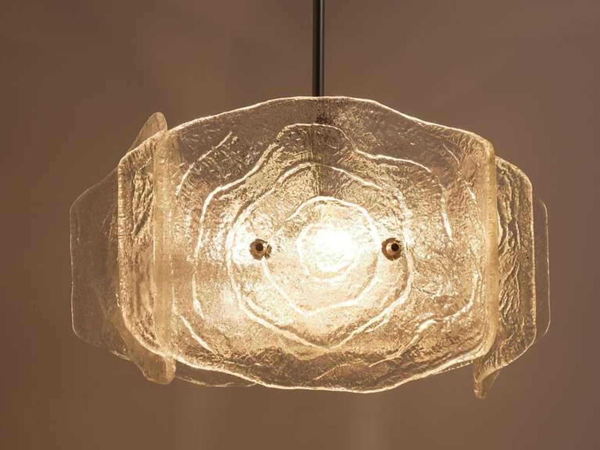 Frosted glass chandelier from the mid-century by J. T. Kalmar, Austria, 1960s.