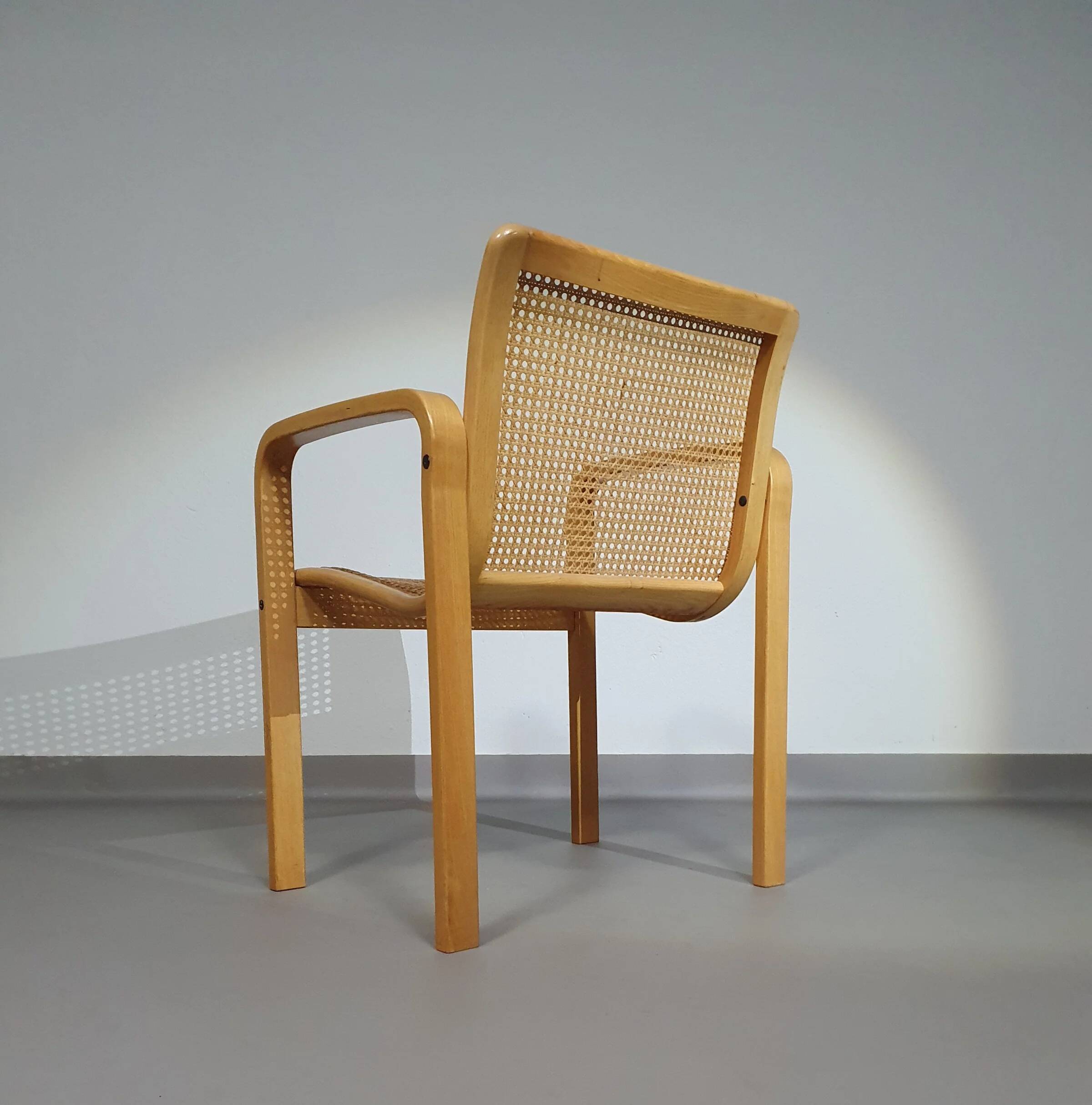 Beech wood and webbing side chair by Olivo Pietro, Italy, 1970s