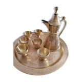 Old oriental service copper teapot 6 small cups