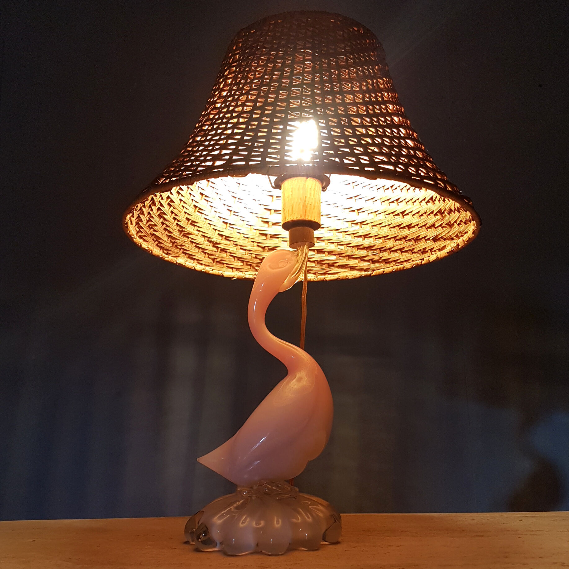 Lampe de table en verre de Murano solide en forme de canard, Italie des années 1960