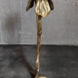 Old iris flower candle holder in solid brass
