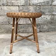 Guerdon vintage children's coffee table in rattan wit old rattan wicker bohemian 1950
