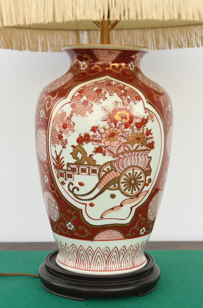 Porcelain vase mounted in lamp